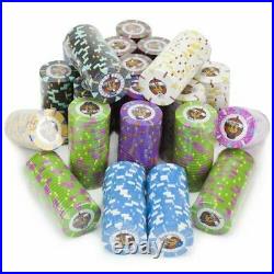 New 1000 Rock & Roll Poker Chips Set with Rolling Case Pick Denominations