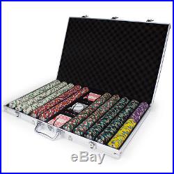 New 1000 Showdown 13.5g Clay Poker Chips Set with Aluminum Case Pick Chips