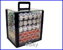 New 1000 Striped Dice 11.5g Clay Poker Chips Set with Acrylic Case Pick Chips