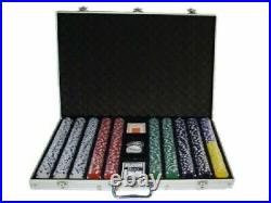New 1000 Striped Dice 11.5g Clay Poker Chips Set with Aluminum Case Pick Chips