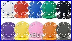 New 1000 Suited 11.5g Clay Poker Chips Set with Rolling Case Pick Chips
