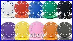 New 1000 Suited Poker Chips Set with Rolling Case Pick Colors