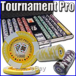 New 1000 Tournament Pro 11.5g Clay Poker Chips Set Aluminum Case Pick Chips