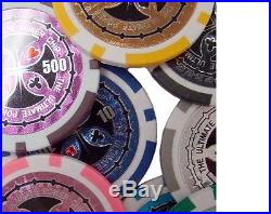 New 1000 Ultimate 14g Clay Poker Chips Set with Rolling Case Pick Chips
