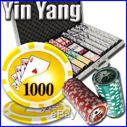 New 1000 Yin Yang 13.5g Clay Poker Chips Set with Aluminum Case Pick Chips