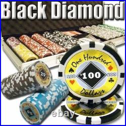 New 500 Black Diamond 14g Clay Poker Chips Set with Aluminum Case Pick Chips