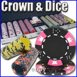 New 500 Crown & Dice Poker Chips Set with Aluminum Case Pick Colors