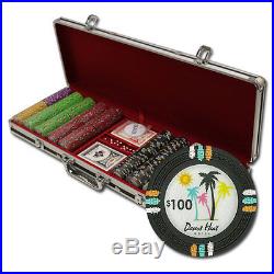 New 500 Desert Heat 13.5g Clay Poker Chips Set Black Aluminum Case Pick Chips