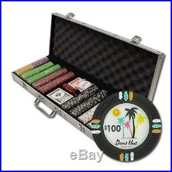 New 500 Desert Heat 13.5g Clay Poker Chips Set with Aluminum Case Pick Chips