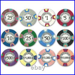 New 500 Milano Clay Poker Chips Set with Aluminum Case Pick Denominations