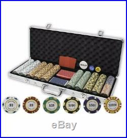 New 500 Monte Carlo 14g Clay Poker Chips Set Aluminum Case