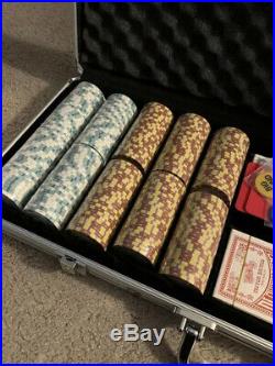 New 500 Monte Carlo 14g Clay Poker Chips Set Aluminum Case