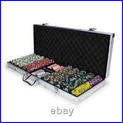New 500 Poker Knights 13.5g Clay Poker Chips Set with Aluminum Case Pick Chips