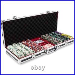 New 500 Showdown 13.5g Clay Poker Chips Set Black Aluminum Case Pick Chips
