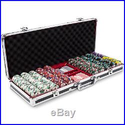 New 500 Showdown 13.5g Clay Poker Chips Set with Black Aluminum Case Pick Chips