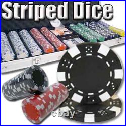 New 500 Striped Dice 11.5g Clay Poker Chips Set with Aluminum Case Pick Chips