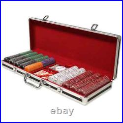 New 500 Suited 11.5g Clay Poker Chips Set with Black Aluminum Case Pick Chips