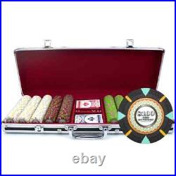 New 500 The Mint 13.5g Clay Poker Chips Set Black Aluminum Case Pick Chips