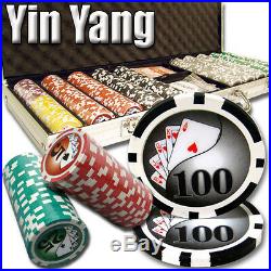 New 500 Yin Yang 13.5g Clay Poker Chips Set with Aluminum Case Pick Chips