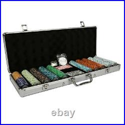 New 500ct. Las Vegas Poker Club 14g Clay Poker Chips Set with Aluminum Case US