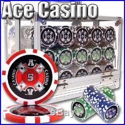 New 600 Ace Casino 14g Clay Poker Chips Set with Acrylic Case Pick Chips