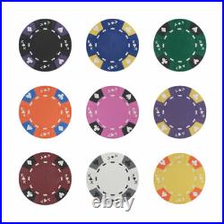 New 600 Ace King Suited 14g Clay Poker Chips Set with Acrylic Case Pick Chips