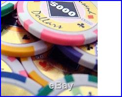 New 600 Black Diamond 14g Clay Poker Chips Set with Acrylic Case Pick Chips