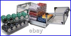 New 600 Coin Inlay 15g Clay Poker Chips Set with Acrylic Case Pick Chips