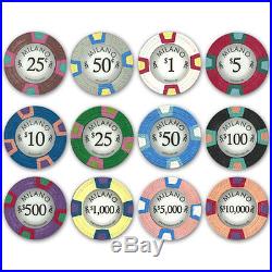 New 600 Milano 10g Clay Poker Chips Set with Acrylic Case Pick Chips