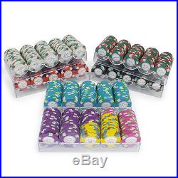 New 600 Monaco Club 13.5g Clay Poker Chips Set with Acrylic Case Pick Chips