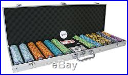 New 600 Monte Carlo 14g Clay Poker Chips Set with Aluminum Case Pick Chips