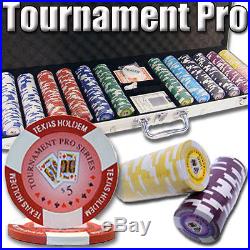 New 600 Tournament Pro 11.5g Clay Poker Chips Set with Aluminum Case Pick Chips