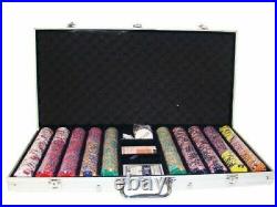New 750 Crown & Dice 14g Clay Poker Chips Set with Aluminum Case Pick Chips