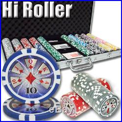New 750 High Roller 14g Clay Poker Chips Set with Aluminum Case Pick Chips