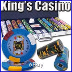 New 750 Kings Casino 14g Clay Poker Chips Set with Aluminum Case Pick Chips
