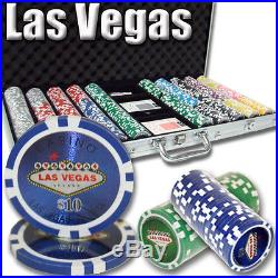 New 750 Las Vegas 14g Clay Poker Chips Set with Aluminum Case Pick Chips