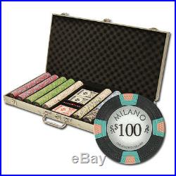 New 750 Milano 10g Clay Poker Chips Set with Aluminum Case Pick Chips