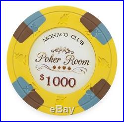 New Bulk Lot of 1000 Monaco Club 13.5g Clay Poker Chips Pick Denominations