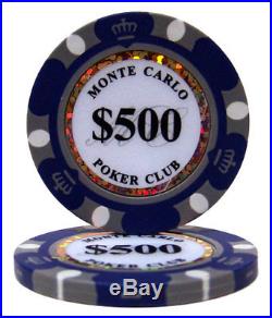 New Bulk Lot of 1000 Monte Carlo 14g Clay Poker Chips Pick Denominations