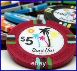 New Bulk Lot of 300 Desert Heat 13.5g Clay Poker Chips 12 denominations