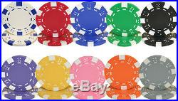 New Bulk Lot of 500 Striped Dice 11.5g Clay Poker Chips Pick Colors