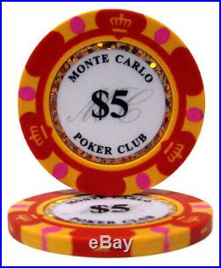 New Bulk Lot of 750 Monte Carlo 14g Clay Poker Chips Pick Denominations