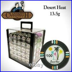 New Holdem Poker Chip Set Desert Heat 1000 Count 13.5g Clay Chip Acrylic Case