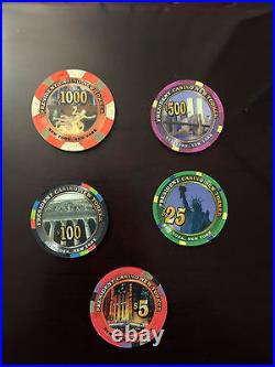 New Paulson Copaq President casino chips set New Yorker $1000 $500 $100 $25 $5