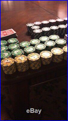 Over 2,000 Casino Weight Clay Poker Chips With Denominations, With 3 New Decks