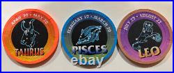 Paulson Poker Chip Set Top Hat and Cane clay ZODIAC LEO PISCES TAURUS MINT 300