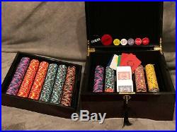 Paulson Top Hat and Cane poker chip set, 750 clay chips and accessories