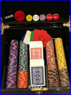 Paulson Top Hat and Cane poker chip set, 750 clay chips and accessories