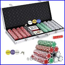 Poker Chip Set 500 Dice Style Clay Casino Chips with Aluminum Case, 11.5
