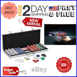 Poker Chip Set with Aluminum Case, 500 Striped Dice Chips Texas Hold'em Clay
